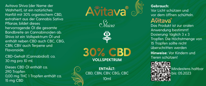 Shiva - 30% CBD Öl 3000 mg Vollspektrum in MCT mit Sprühkopf